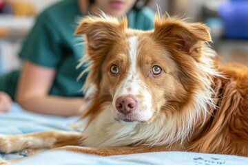 Portrait of a dog in a veterinary clinic: health care