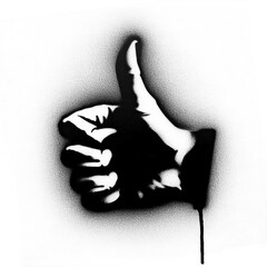 thumbs up in stencil-art style,black and white, generative ai