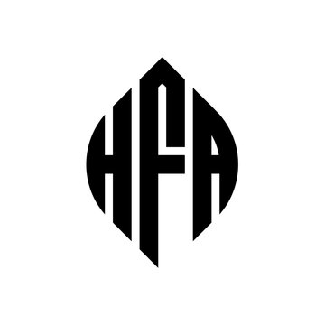 HFA circle letter logo design with circle and ellipse shape. HFA ellipse letters with typographic style. The three initials form a circle logo. HFA circle emblem abstract monogram letter mark vector.