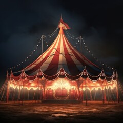 3D rendering of a circus tent with beautiful lighting in the background