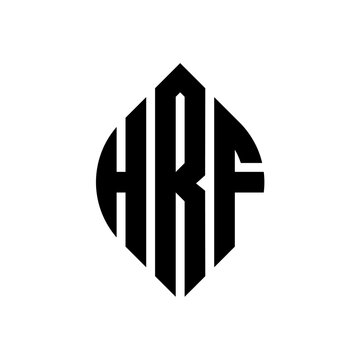 HRF circle letter logo design with circle and ellipse shape. HRF ellipse letters with typographic style. The three initials form a circle logo. HRF circle emblem abstract monogram letter mark vector.