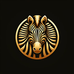 Golden zebra logo isolated on black background 