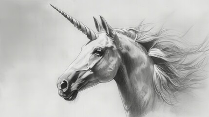 pencil drawing of unicorn head
