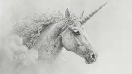 Obraz na płótnie Canvas pencil drawing of unicorn head