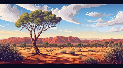 australian landscape with trees and clouds