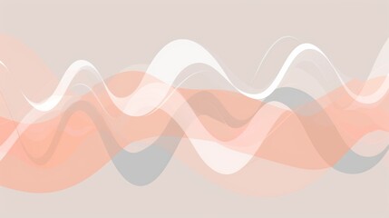 Medical industry background with a calming palette of pastel peach and cool gray, incorporating an abstract heartbeat waveform pattern for a modern and clean look. - obrazy, fototapety, plakaty