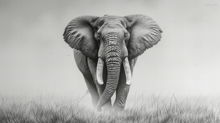 pencil sketch of an elephant wall art home decor print	 - obrazy, fototapety, plakaty