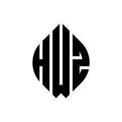 HWZ circle letter logo design with circle and ellipse shape. HWZ ellipse letters with typographic style. The three initials form a circle logo. HWZ circle emblem abstract monogram letter mark vector.