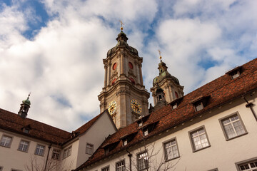 Fototapeta na wymiar In the courtyard of the Abbey in St. Gallen