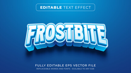 Editable text effect in blue frozen ice style - obrazy, fototapety, plakaty