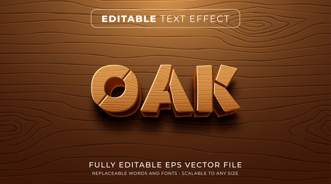 Editable text effect in wooden pattern text style