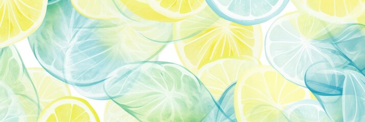 Fototapeta na wymiar Lemon seamless pattern of blurring lines in different pastel colours, watercolor style