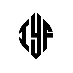 IYF circle letter logo design with circle and ellipse shape. IYF ellipse letters with typographic style. The three initials form a circle logo. IYF circle emblem abstract monogram letter mark vector.