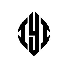 IYI circle letter logo design with circle and ellipse shape. IYI ellipse letters with typographic style. The three initials form a circle logo. IYI circle emblem abstract monogram letter mark vector.