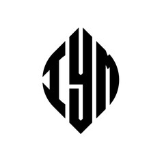 IYM circle letter logo design with circle and ellipse shape. IYM ellipse letters with typographic style. The three initials form a circle logo. IYM circle emblem abstract monogram letter mark vector.