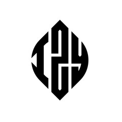 IZY circle letter logo design with circle and ellipse shape. IZY ellipse letters with typographic style. The three initials form a circle logo. IZY circle emblem abstract monogram letter mark vector.
