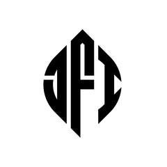 JFI circle letter logo design with circle and ellipse shape. JFI ellipse letters with typographic style. The three initials form a circle logo. JFI circle emblem abstract monogram letter mark vector.