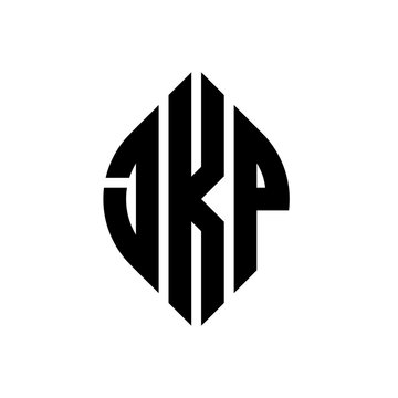 JKP circle letter logo design with circle and ellipse shape. JKP ellipse letters with typographic style. The three initials form a circle logo. JKP circle emblem abstract monogram letter mark vector.
