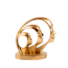 luxury decorative object golden human figure isolated on white