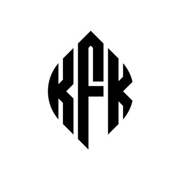 KFK circle letter logo design with circle and ellipse shape. KFK ellipse letters with typographic style. The three initials form a circle logo. KFK circle emblem abstract monogram letter mark vector.