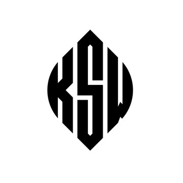 KSW circle letter logo design with circle and ellipse shape. KSW ellipse letters with typographic style. The three initials form a circle logo. KSW circle emblem abstract monogram letter mark vector.
