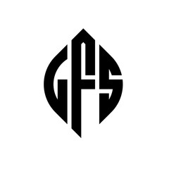 LFS circle letter logo design with circle and ellipse shape. LFS ellipse letters with typographic style. The three initials form a circle logo. LFS circle emblem abstract monogram letter mark vector.