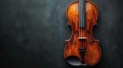 Fototapeta na wymiar Classic violin on dark background - elegance and musical tradition