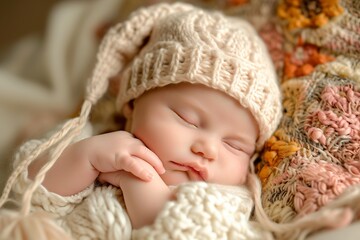 Fototapeta na wymiar baby sleeping peacefully in his crib