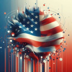United States of America flag in abstract 3d digital art form, generative AI