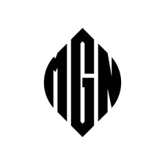 MGN circle letter logo design with circle and ellipse shape. MGN ellipse letters with typographic style. The three initials form a circle logo. MGN circle emblem abstract monogram letter mark vector.