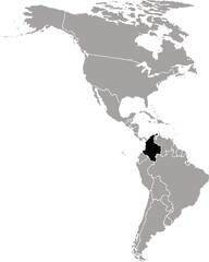 COLOMBIA MAP WITH AMERICAN CONTINENT MAP