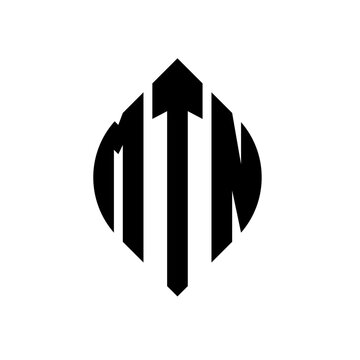 MTN circle letter logo design with circle and ellipse shape. MTN ellipse letters with typographic style. The three initials form a circle logo. MTN circle emblem abstract monogram letter mark vector.