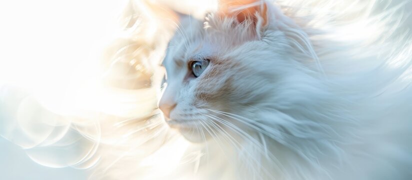 Defocused Abstract White Cat on a Background