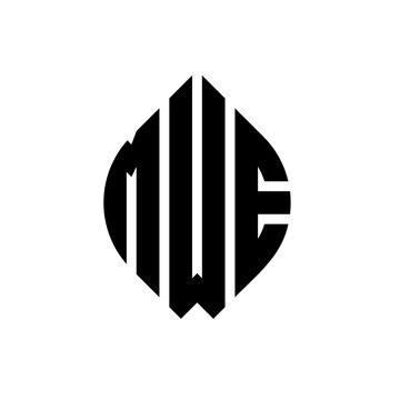 MWE circle letter logo design with circle and ellipse shape. MWE ellipse letters with typographic style. The three initials form a circle logo. MWE circle emblem abstract monogram letter mark vector.