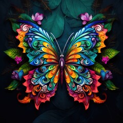 Fototapeta na wymiar A Fantastic Multicolored Butterfly