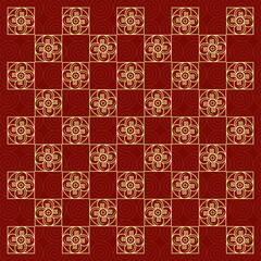 Flower Chinese Texture with Red Background