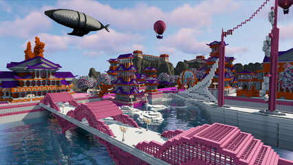 Concept game Japan port city © Daniil