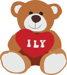 'I Love You' Teddy Bear Flat Vector Illustration for Valentine's Day