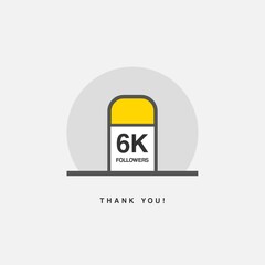 Fototapeta premium Milestone 6000 Followers. Design For Social Networks Thanking a Large Number of Subscribers or Likes. Yellow theme. 
