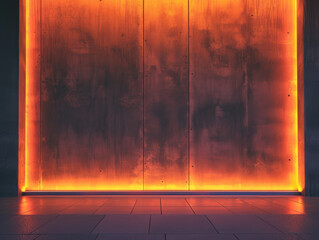 A clean wall illuminated from below with neon orange light