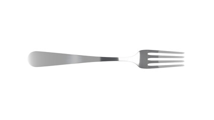 Silver fork isolated on transparent and white background. Food concept. 3D render