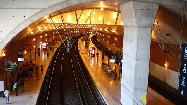 Arch and column of railway station Gare de Monaco-Monte-Carlo