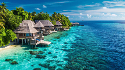 tropical island in the maldives - obrazy, fototapety, plakaty