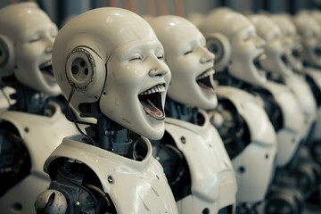 ai robots giggling and laughing,superiority over people