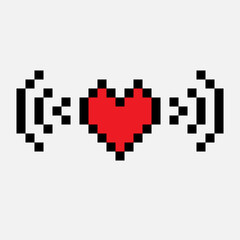 Pixel red heart minimalist vector illustration. Love emoji. Heart beat