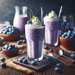 blueberry smoothie  - obrazy, fototapety, plakaty