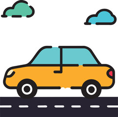 Naklejka premium logo car and driving on road, icon