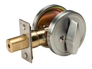Stainless deadbolt isolated on white