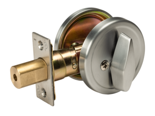 Stainless deadbolt isolated on white