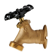 Brass outdoor faucet isolated on white